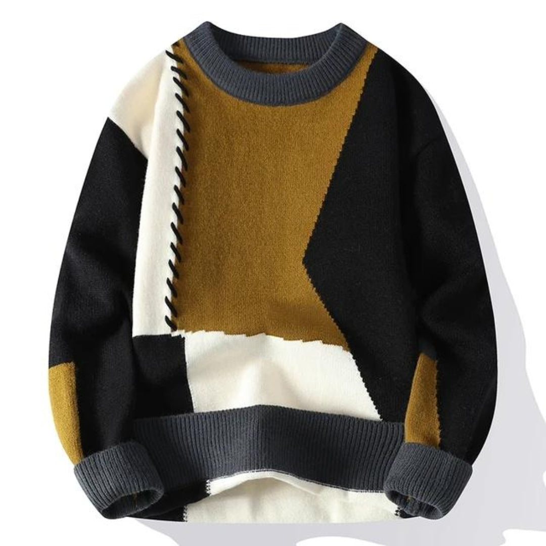 FARVERIG ELEGANCE | GEOMETRISK STRIKTRØJE