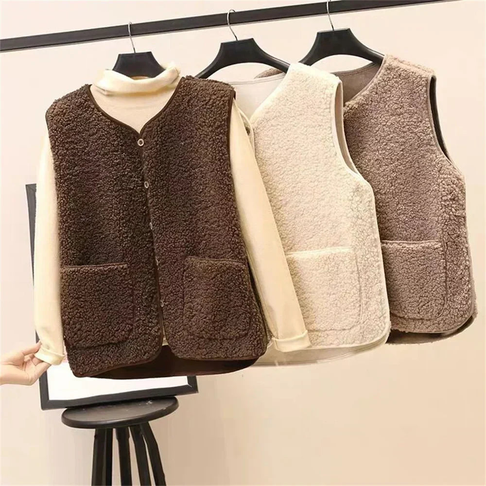 Blød Teddy Vest med Lommer – Komfort og Stil